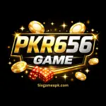PKR656 Game logo in black background with bold golden gaming style text